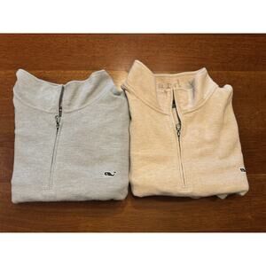 Lot Of 2 3XT Vineyard Vines Quarter Zip Pullover Sweatshirt Sweater Gray And Tan